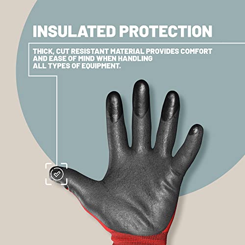 Honeywell Safety Work Gloves Men and Women Bulk Pack of 10 pairs Cut Resistant Rubber Grip Reusable Touchscreen Nylon Gloves for Smartphones Foamed PVC Palm Coated - Extra Large
