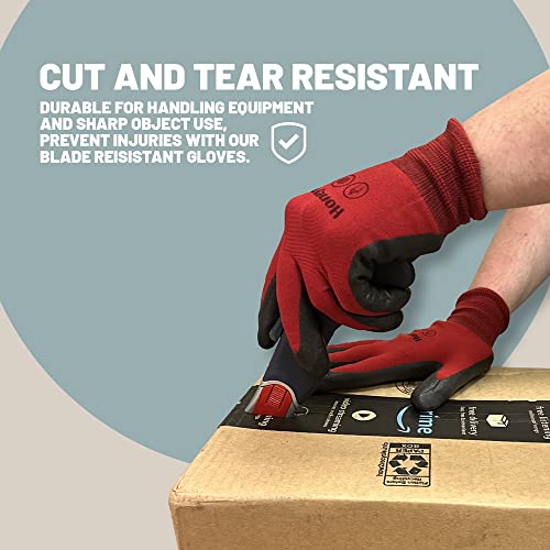 Honeywell Safety Work Gloves Men and Women Bulk Pack of 10 pairs Cut Resistant Rubber Grip Reusable Touchscreen Nylon Gloves for Smartphones Foamed PVC Palm Coated - Extra Large