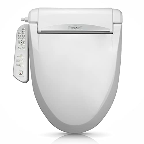 Tranquillus Electronic Bidet Seat from Quick Parts Delivery for Elongated Toilets with Heated Seat, Temperature Controlled Wash, Warm Air Dryer, Easy DIY Installation, White